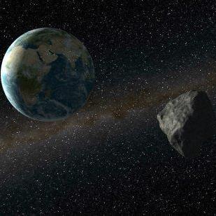 Simulación del acercamiento de un asteroide a la Tierra. Crédito: Gabriel Pérez Díaz (SMM-IAC). Imagen artística de un asteroide