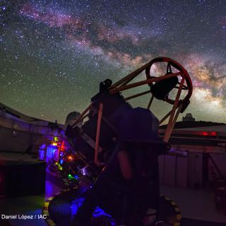 El Telescopio Liverpool en el Observatorio del Roque de los Muchachos. Créditos: Daniel López / IAC El Telescopio Liverpool en el Observatorio del Roque de los Muchachos. Créditos: Daniel López / IAC