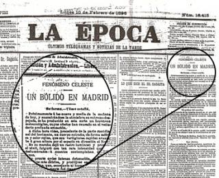 Portada del diario La Época del 10 de febrero de 1896. Archivo de la Biblioteca Nacional.
