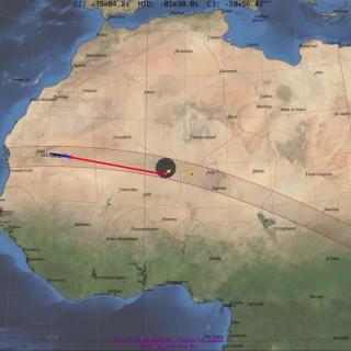 Mapa extraído de la simulación del vuelo en la página “Concorde 001 Eclipse ‘73” Mapa extraído de la simulación del vuelo en la página “Concorde 001 Eclipse ‘73”