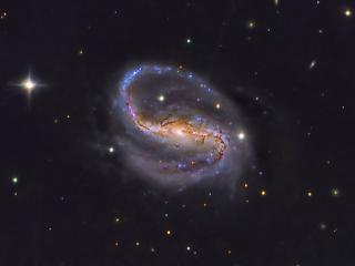 Barred spiral galaxy NGC 7479 located in the Pegasus constellation about 105 million light years and discovered in 1784 by the German astronomer William Herschel. Its central bar is highlighted and very luminous. Credit: Daniel López/IAC. Barred spiral galaxy NGC 7479 located in the Pegasus constellation about 105 million light years and discovered in 1784 by the German astronomer William Herschel. Its central bar is highlighted and very luminous. Credit: Daniel López/IAC.
