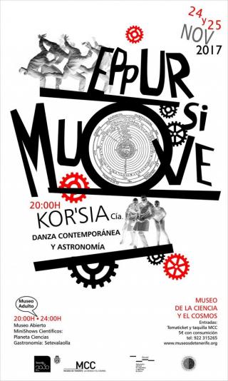 Cartel del espectáculo de danza "Eppur si muove" que tendrá lugar en el Museo de la Ciencia y el Cosmos de La Laguna los próximos días 24 y 25 de noviembre. Crédito: Miriam Cruz (Museo de la Ciencia y el Cosmos).