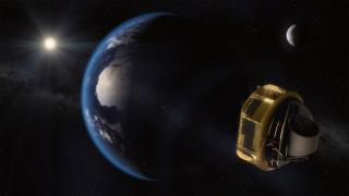Artist's impression of ARIEL on its way to Lagrange Point 2 (L2). Credit: ESA/STFC RAL Space/UCL/Europlanet-Science Office. Artist's impression of ARIEL on its way to Lagrange Point 2 (L2). Credit: ESA/STFC RAL Space/UCL/Europlanet-Science Office.