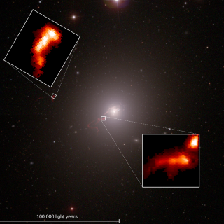 Giant galaxy M87 combining observations in visible light