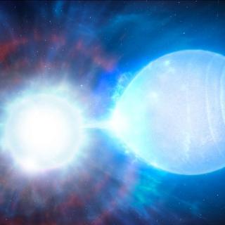 Sistema binario con dos estrellas a punto de colisionar