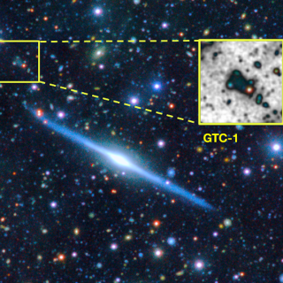 Galaxia de canto UGC11859 y GTC-1 Galaxia de canto UGC11859 y GTC-1