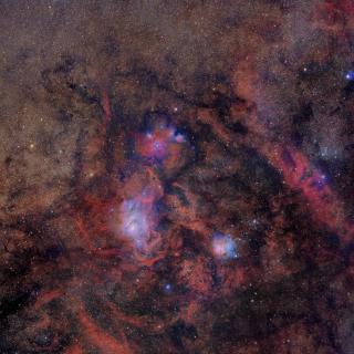 Lagoon, Trifid and other nebulae