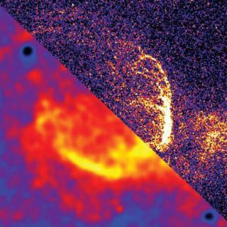 Hα+[N II] imaging of the super-remnant in M31N 2008-12a taken with the Liverpool Telescope (left), and the Hubble Space Telescope and WFC3 (right).