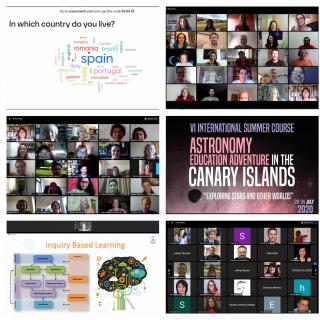 Collage of photos of the virtual course "Astronomy Education Adventure in the Canary Islands 2020"