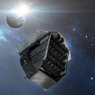 Recreación artística de PLATO, misión europea que buscará exoplanetas del tamaño de la Tierra en órbita alrededor de estrellas vecinas a partir de 2026