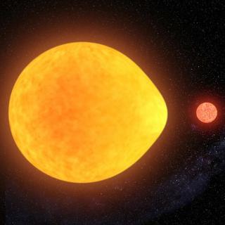 Artist's impression of a star pulsating in one of its hemispheres due to the gravitational attraction of a companion star. Credit: Gabriel Pérez (SMM-IAC).