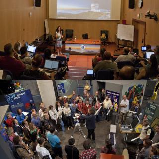 Los ponentes de las acciones formativas, Nayra Rodríguez Eugenio (arriba) y Alfred Rosenberg (abajo), durante charlas y talleres impartidos en cursos de formación de profesorado previos