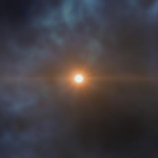 Imagen artística de la estrella J0023+0307 que se creó en las primeras etapas de la formación de la Vía Láctea