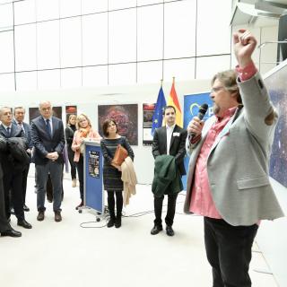 Alfred Rosenberg during the opening of the exhibition "100 square moons" in the European Parliment.