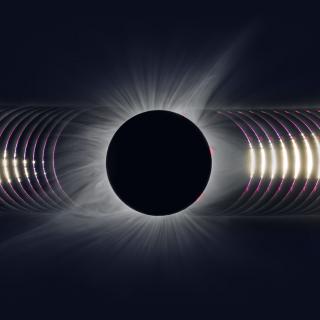 The central five minutes of the total solar eclipse of August 21, 2017 (Idaho, USA). At the ends (left and right) images with DN 5 solar filter, the rest without filter. Combination of the second contact (left sequence), third contact (right sequence) and crown (center). Credit: J.C. Married / StarryEarth.