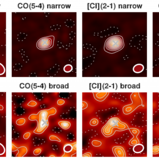 HST imaging and narrow and broad components ALMA maps of ID2299 (adapted from Puglisi et al. 2021).