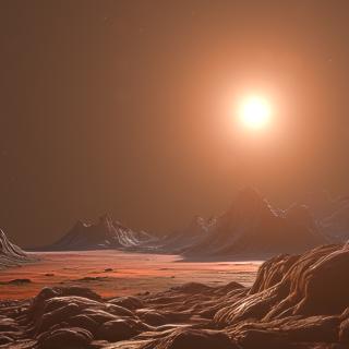 Recreación del paisaje del exoplaneta Barnard b orbitando su estrella / Gabriel Pérez (IAC)