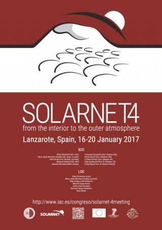 Conference poster of the 4th SOLARNET meeting "The physics of the Sun from the interior to the outer atmosphere". Credit: IAC (original idea of Stefany Cabrejos Novoa). Conference poster of the 4th SOLARNET meeting "The physics of the Sun from the interior to the outer atmosphere". Credit: IAC (original idea of Stefany Cabrejos Novoa).