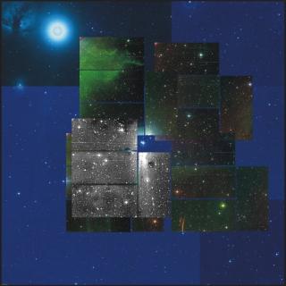 Imagen compuesta combinando filtros VRI para cubrir 1/3 grado cuadrado alrededor de la zona central del cúmulo de sigma Orionis, una zona de formación estelar donde se han encontrado docenas de enanas marrones. La estrella brillante arriba a la izquierda 7995