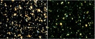 Estrellas de la galaxia M32 (izquierda) y M31 (derecha) analizadas en el estudio. Telescopio espacial Hubble. Antonela Monachesi. 8169
