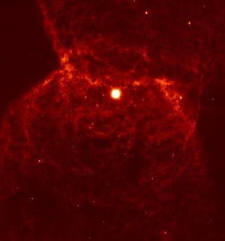Estructura del hidrógeno molecular de la nebulosa planetaria bipolar NGC 2346, que destaca por su característica forma de mariposa o reloj de arena. Créditos: NOAO. 8359