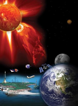 Imagen que ilustra los riesgos asociados a las tormentas solares sobre la tecnología terrestre.Crédito: National Space Weather Program (EE.UU.) 7889