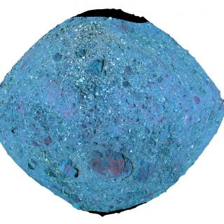 false-color Red-Green-Blue (RGB) image of Bennu