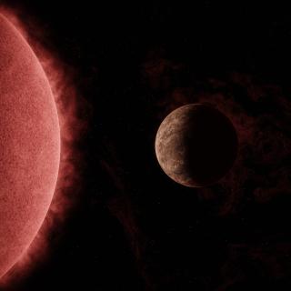 Representación artística del exoplaneta SPECULOOS-3 b en órbita alrededor de su estrella enana roja. El planeta es tan grande como la Tierra, mientras que su estrella es ligeramente mayor que Júpiter, pero mucho más masiva. Crédito: NASA/JPL-Caltech Representación artística del exoplaneta SPECULOOS-3 b en órbita alrededor de su estrella enana roja. El planeta es tan grande como la Tierra, mientras que su estrella es ligeramente mayor que Júpiter, pero mucho más masiva. Crédito: NASA/JPL-Caltech