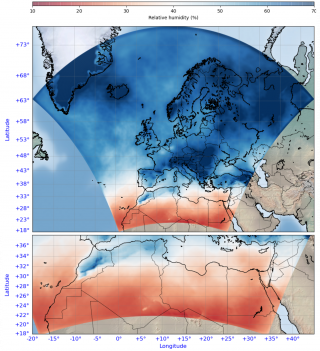 Relative humidity meassured at Europa and Atlantic North