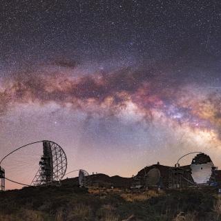 The four LSTs at the Roque de los Muchachos Observatory. Credit: Daniel López / IAC