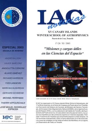 Escuela de invierno 2003. "Misiones y cargas útiles en las Ciencias del Espacio". Edición especial
